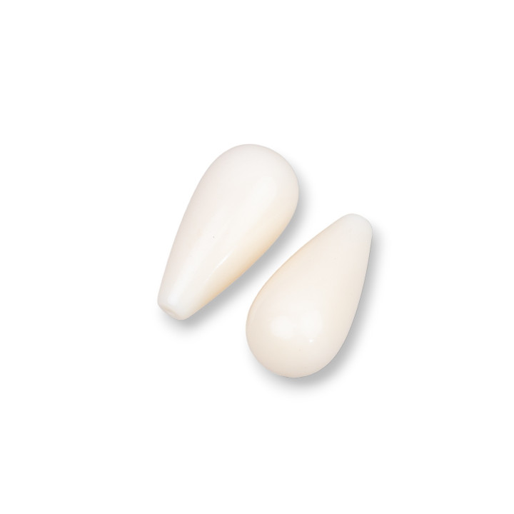 Componenti Di Resina Assortita Gocce 1 Foro 10x20mm 6pz Bianco