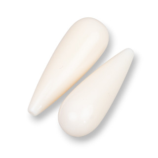 Componenti Di Resina Assortita Gocce 1 Foro 13x40mm 3pz Bianco