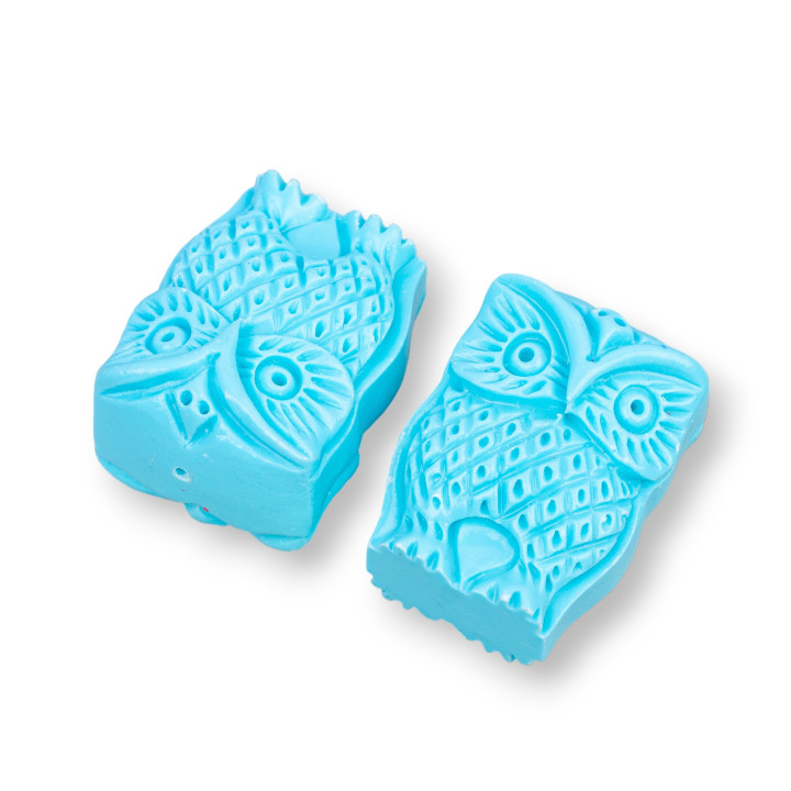 Owl Assorted Resin Components 18x25mm 3pcs Turquoise