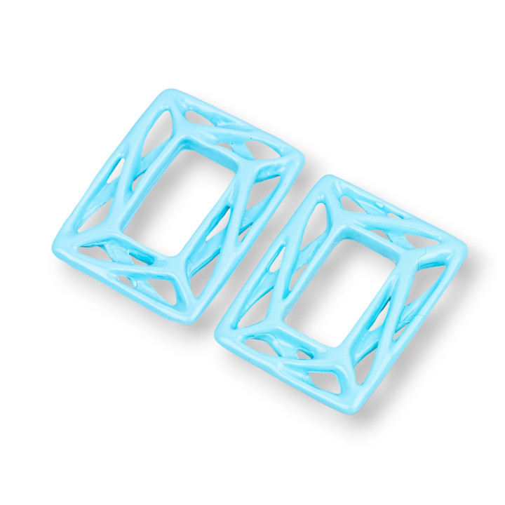 Componenti Di Resina Assortita Rettangolo Forato MOD2 22x30mm 4pz Turchese