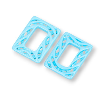 Surtido de Componentes de Resina Rectángulo Perforado MOD3 22x30mm 4pcs Turquesa