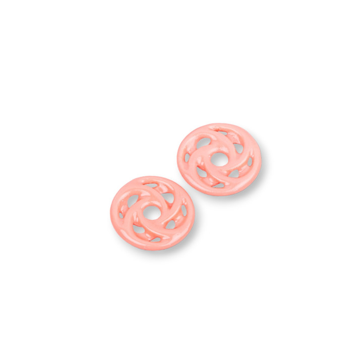 Composants Résine Assortis Rond Perforé 15mm 10pcs Rose