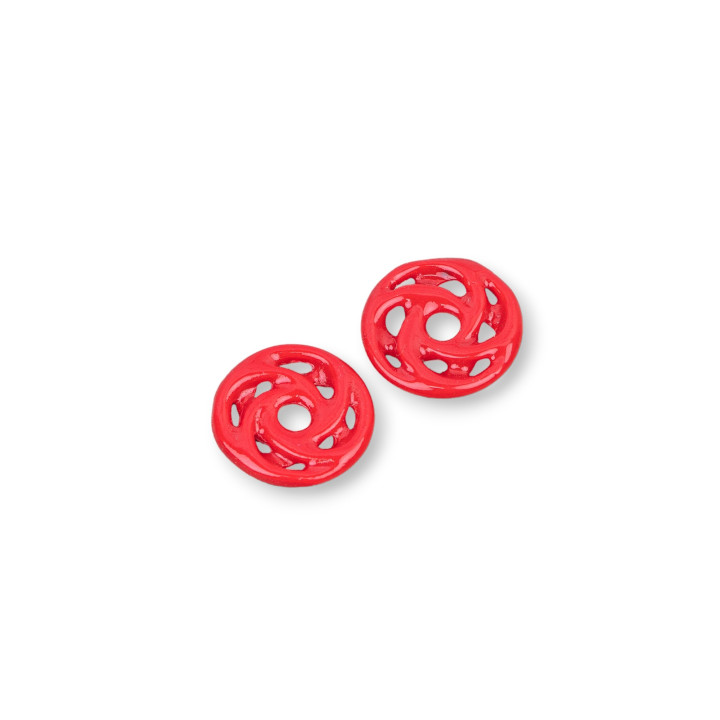 Componenti Di Resina Assortita Tondo Forato 15mm 10pz Rosso