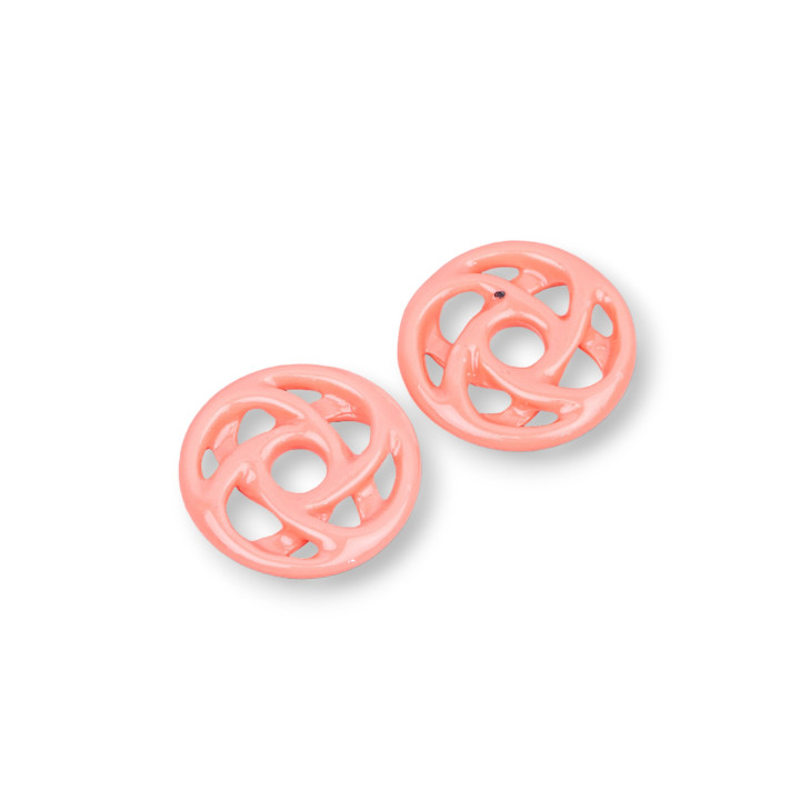 Componenti Di Resina Assortita Tondo Forato 20mm 8pz Rosa