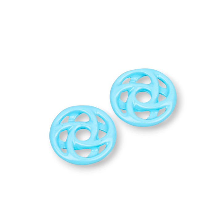 Verschiedene Harzkomponenten, rund, perforiert, 20 mm, 8 Stück, Türkis