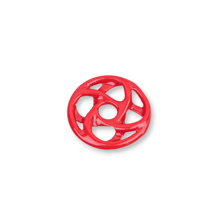 Assorted Perforated Round Resin Components 25mm 5pcs Red