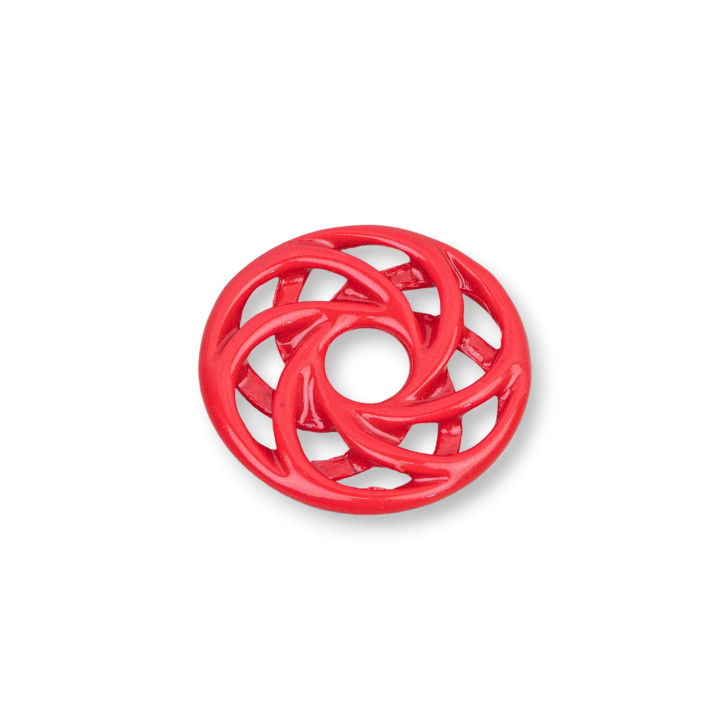 Assorted Resin Components Perforated Round 30mm 4pcs Red
