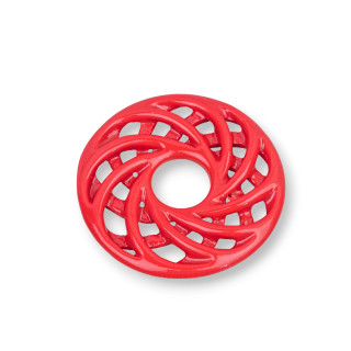 Composants Résine Assortis Rond Perforé 40mm 3pcs Rouge