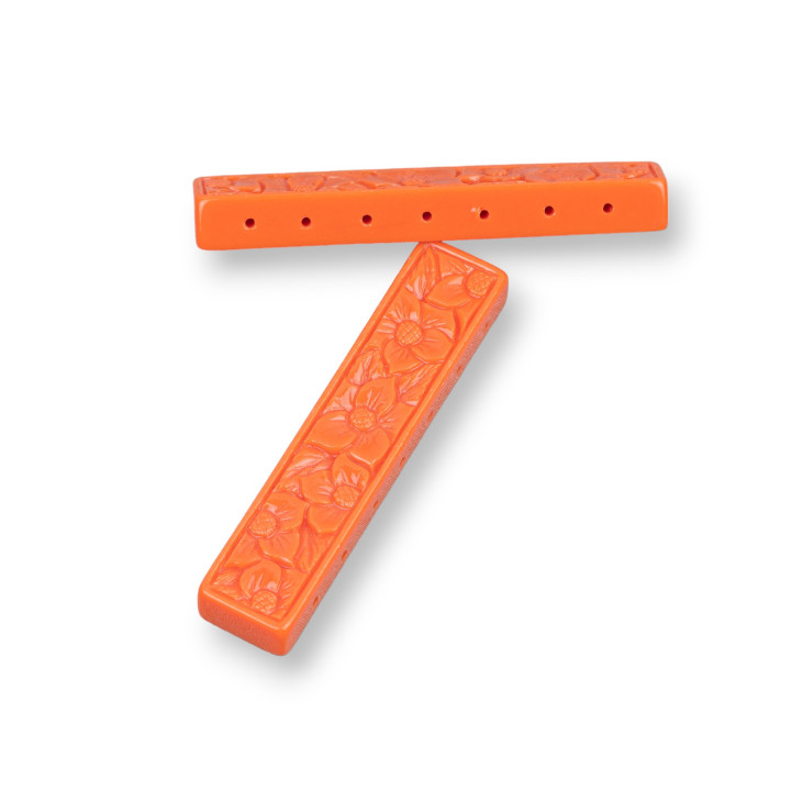 Componenti Di Resina Assortita Barretta Incisa Multifilo 50x10mm 5pz Arancio Intenso