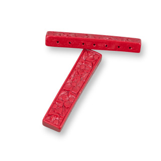 Componenti Di Resina Assortita Barretta Incisa Multifilo 50x10mm 5pz Rosso
