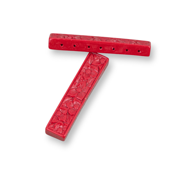 Componenti Di Resina Assortita Barretta Incisa Multifilo 50x10mm 5pz Rosso