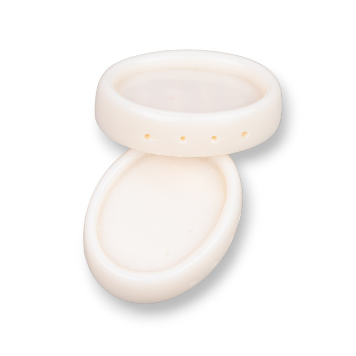 Composants en résine assortis Base de lunette ovale 36x27mm Intérieur 22x30mm 3pcs Blanc