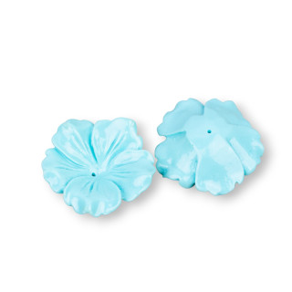 Composants Résine Fleur Assortie 30mm 5pcs Turquoise