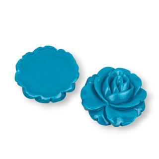 Componenti Di Resina Assortita Fiore 32mm 4pz Azzurro