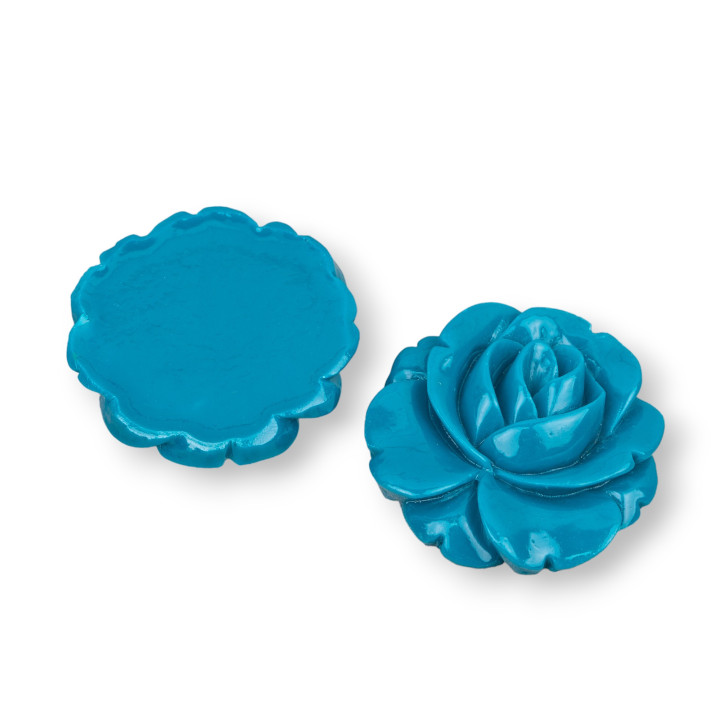 Assorted Resin Components Flower 32mm 4pcs Light Blue