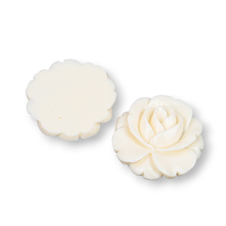 Componenti Di Resina Assortita Fiore 32mm 4pz Bianco