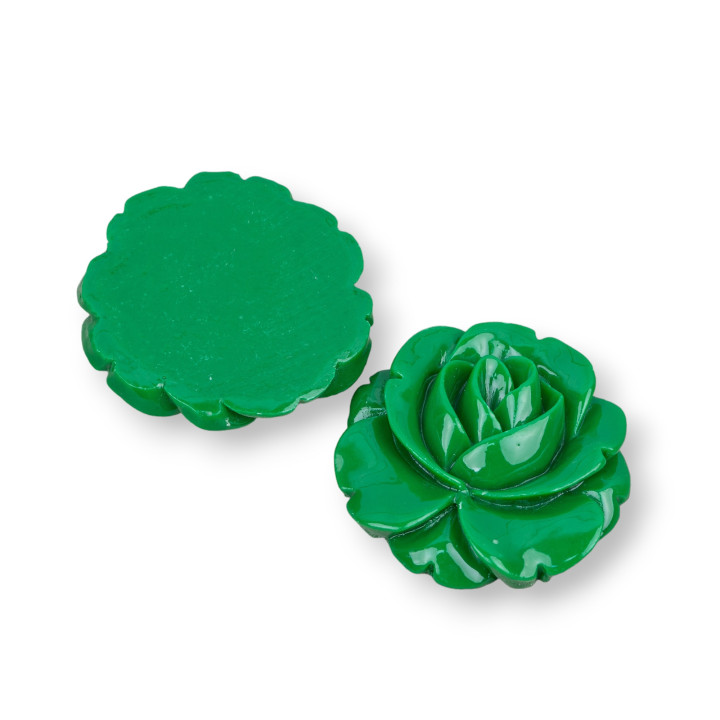 Componenti Di Resina Assortita Fiore 32mm 4pz Verde