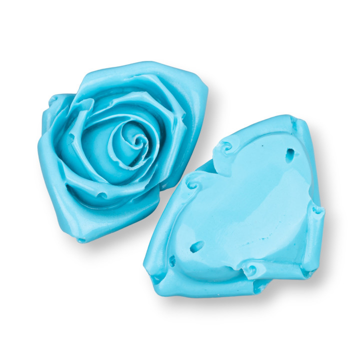 Assorted Resin Components Flower 51x34mm 2pcs Türkis