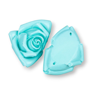 Assorted Resin Components Flower 51x34mm 2pcs Turquoise Green