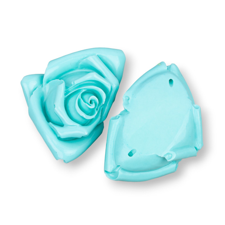 Assorted Resin Components Flower 51x34mm 2pcs Turquoise Green