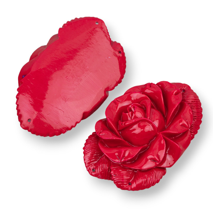 Assortiment de composants en résine Fleur 64x40mm 2pcs Rouge