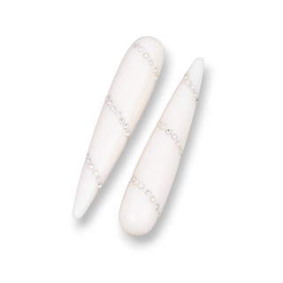 Componenti Di Resina Assortita Gocce 1 Foro Con Strass 10x50mm 3pz Bianco