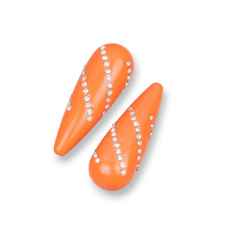 Componenti Di Resina Assortita Gocce 1 Foro Con Strass 13x40mm 3pz Arancio