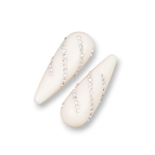 Ποικίλες Ρητίνης Components Drops 1 Hole With Rhinestones 13x40mm 3τμχ Λευκό