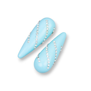 Ποικίλες Ρητίνης Components Drops 1 Hole With Rhinestones 13x40mm 3τμχ Τυρκουάζ