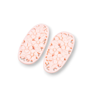 Assorted Resin Components Oval 21x45mm 3pcs Pink