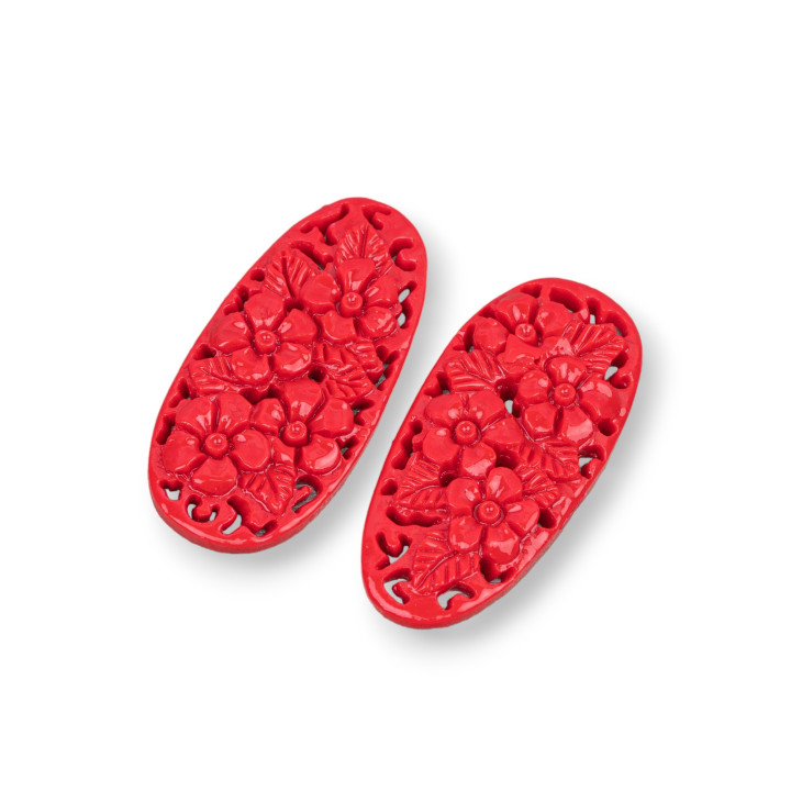 Componenti Di Resina Assortita Ovale 21x45mm 3pz Rosso