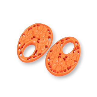 Composants Résine Assortis Créole Ovale 25x38mm 3pcs Orange