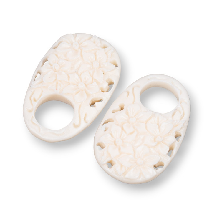 Creole Oval Assorted Resin Components 29x46mm 2pcs White