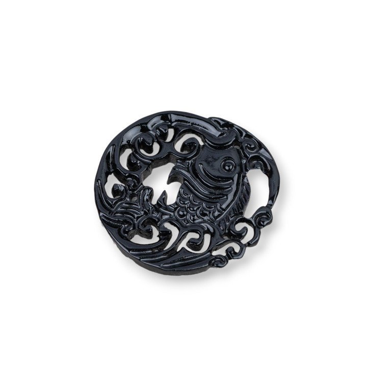 Composants en résine assortis Poisson 39mm 3pcs Noir