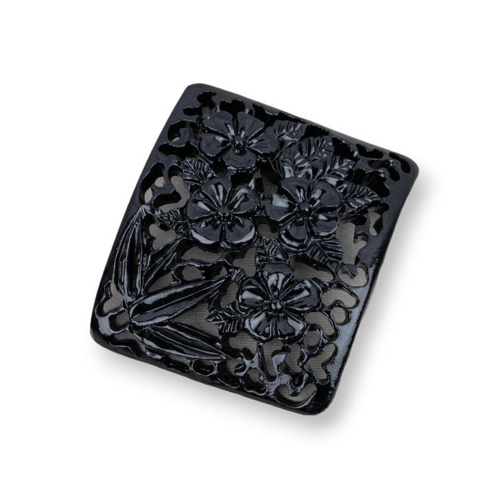 Componenti Di Resina Assortita Rettangolo Curvato 42x50mm 2pz Nero