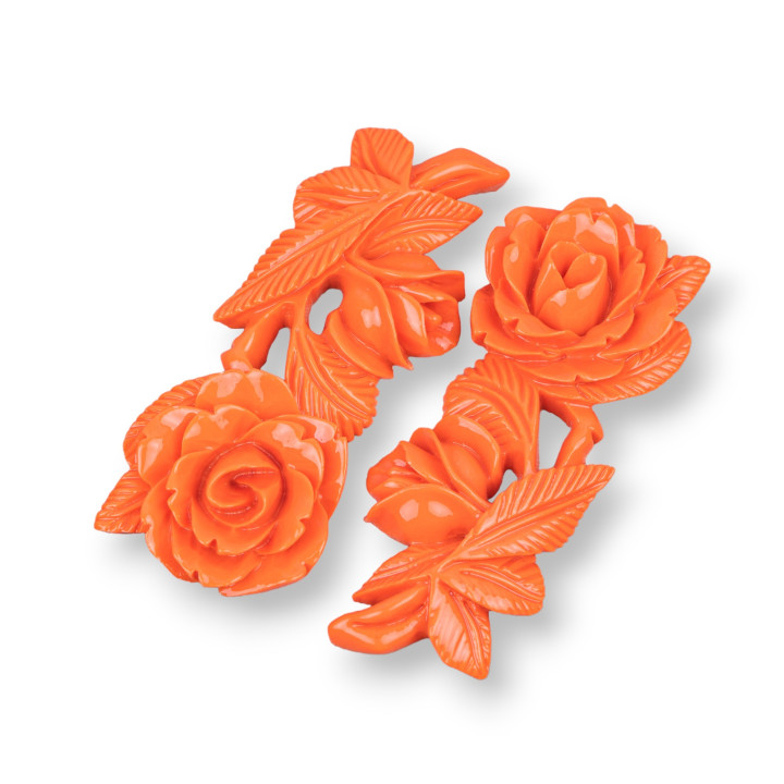 Composants en résine assortis Rose 24x57mm 3pcs Orange