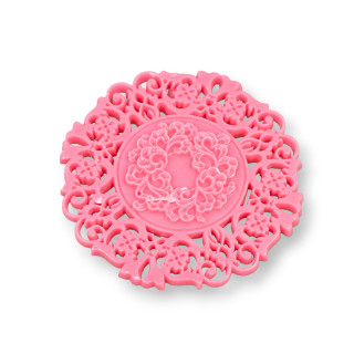 Engraved Round Assorted Resin Components 55mm 2pcs Pink