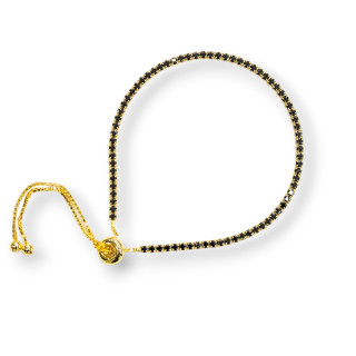 Tennisarmband aus 925 Silber mit Zirkonia 02 mm Golden + Schwarz Mit verstellbarer Größe 1 Stk