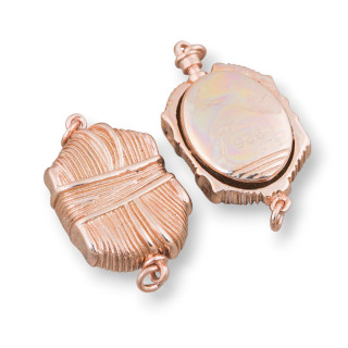 Cierre Fancy De Plata 925 Con Mecanismo De Pulsador 15x25mm 1pc Oro Rosa