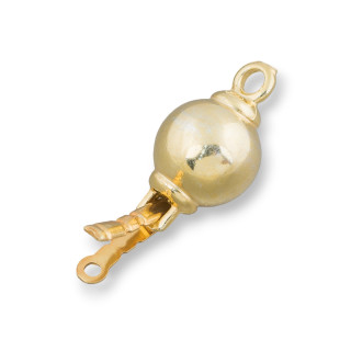 925 Silver Clasp Smooth Ball 12mm Golden 4pcs