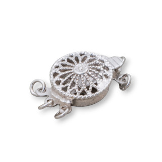 Verschluss aus 925er Silber, perforiert, 3 Drähte, 17 x 11 mm, 4 Stück, rhodiniert