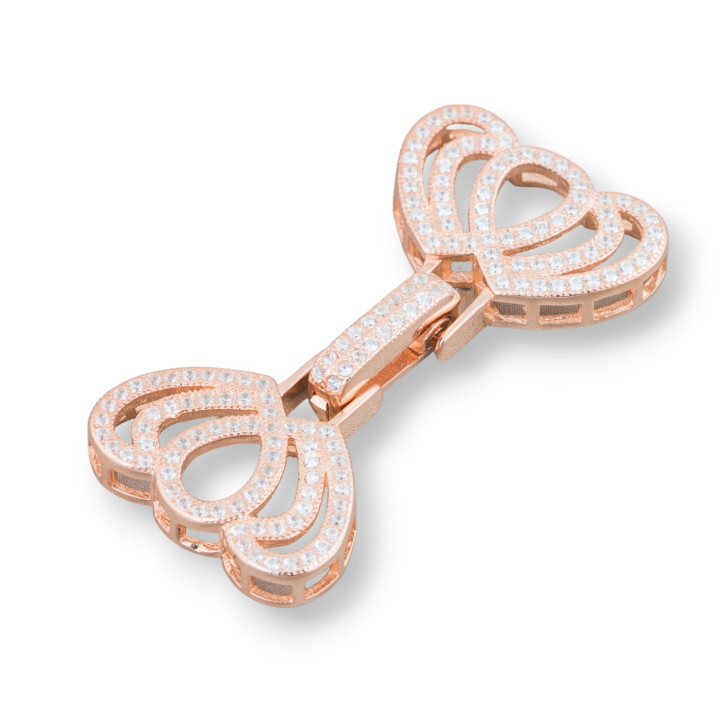 Verschluss aus 925er Silber mit mehrsträngigen Mikropavé-Zirkonen 22x45mm Roségold 1 Stk