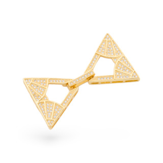 Verschluss aus 925er Silber mit mehrsträngigen Micropave-Zirkonen Dreieck 24x36mm 1St Golden