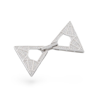 Chiusura Di Argento 925 Con Zirconi Micropave Multifilo Triangolo 24x36mm 1pz Rodiato