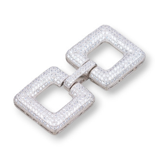 Fermeture en argent 925 avec zircons micropave multi-brins carré 52x24mm 1pc rhodié
