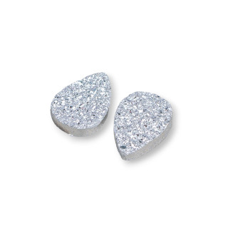 Drusa Cabochon Componente De Resina Gota 10x14mm 10pcs Plata