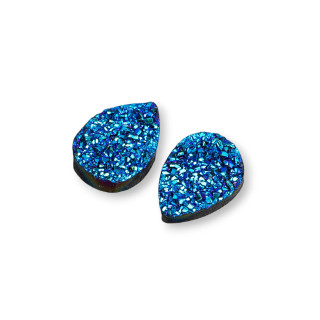 Drusa Drop Resin Cabochon Component 10x14mm 10pcs Blue