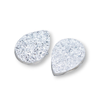 Druse Cabochon Komponente aus Harz Tropfen 13x18mm 8St Silber