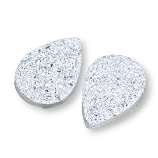 Componente Cabochon Drusa Di Resina Goccia 18x25mm 6pz Argentato