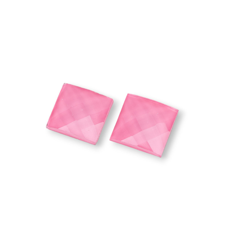 12 mm quadratisch facettierte CZ-Kristall-Cabochon-Komponente 10 Stück rosa